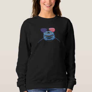 Sweatshirt Un requin cool porte un drapeau américain Lunettes