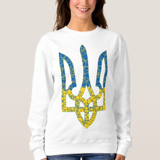 Sweatshirt Un trident ukrainien texturé drapeau d'Ukraine cou (Devant)