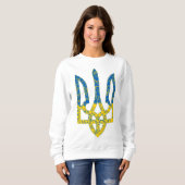 Sweatshirt Un trident ukrainien texturé drapeau d'Ukraine cou (Devant entier)