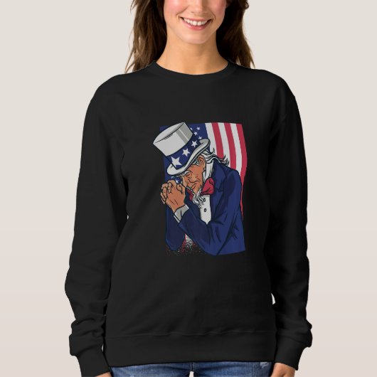 Sweatshirt Uncle Sam Praying Us American Patriotic Culture 4t (Devant)