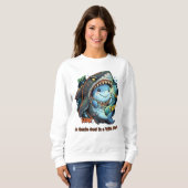Sweatshirt Une âme douce dans un masque sauvage Requin mignon (Devant entier)
