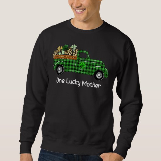 Sweatshirt Une Chanceuse Mère Green Plaid Truck Shamrocks St (Devant)