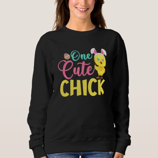Sweatshirt Une Coupe Chick Bunny Ear Pâques (Devant)