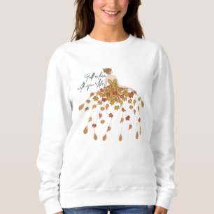 Sweatshirt Une Femme Tombe Feuille Sèche