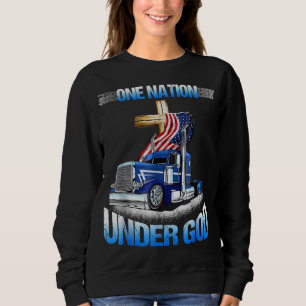 Sweatshirt Une nation sous Dieu Jésus Croix USA Drapeau Camio