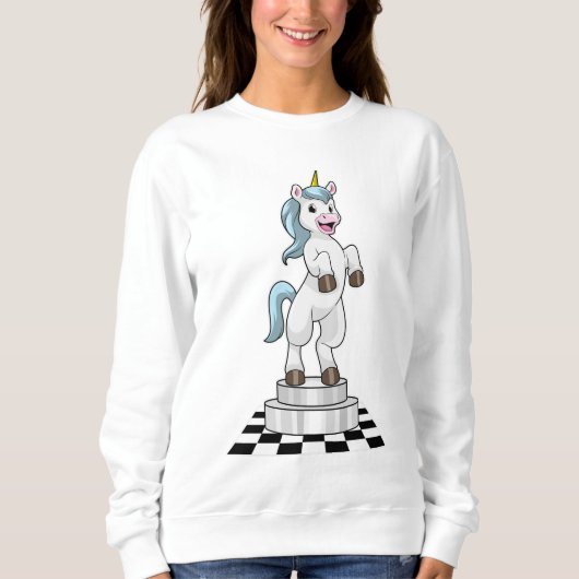 Sweatshirt Unicorn at Chess (Devant)