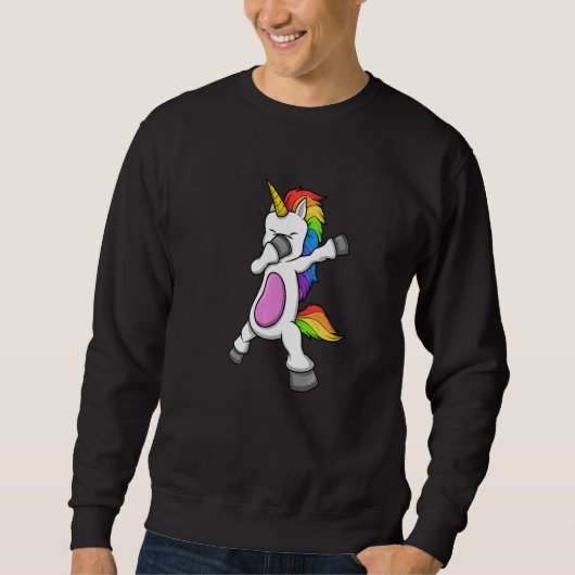 Sweatshirt Unicorn  Rainbow Dabbing Unicorn (Devant)
