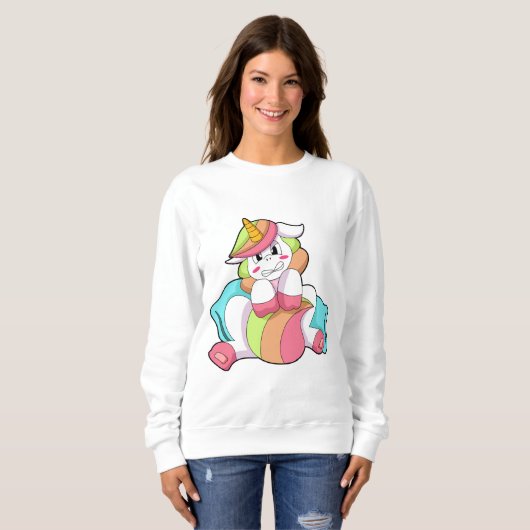 Sweatshirt Unicorn shy with Pillow (Devant entier)