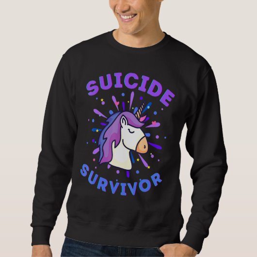 Sweatshirt Unicorn Suicide Survivant Prévention de la sensibi (Devant)