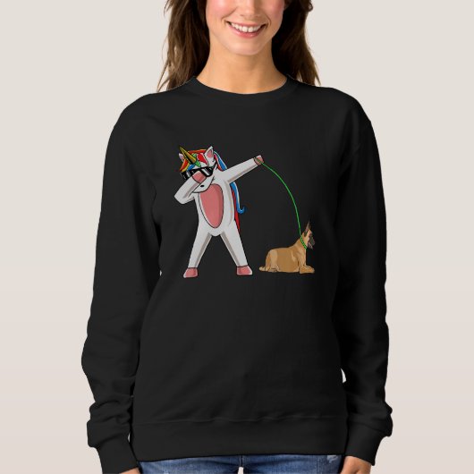 Sweatshirt Unicorn Walking Malinois Chien Maman Unicorn Mama (Devant)
