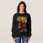 Sweatshirt Unicorn Witch Halloween Black Cat Orange Moon Grap (Devant entier)