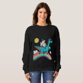 Sweatshirt unicorn with sunglasses riding a dinosaur and rain (Devant entier)