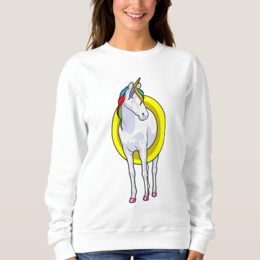 Sweatshirt Unicorne à la natation avec anneau de nage (Devant)