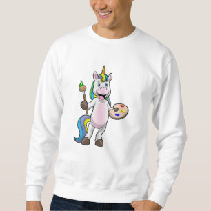 Sweatshirt Unicorne à la peinture avec pinceau et couleur