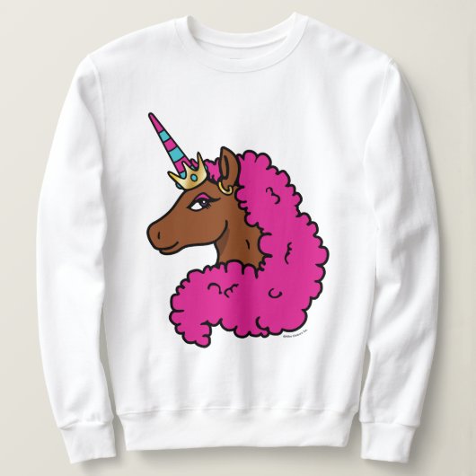 Sweatshirt Unicorne Afro Rose Chaud (Design devant)