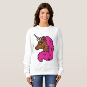Sweatshirt Unicorne Afro Rose Chaud (Devant entier)