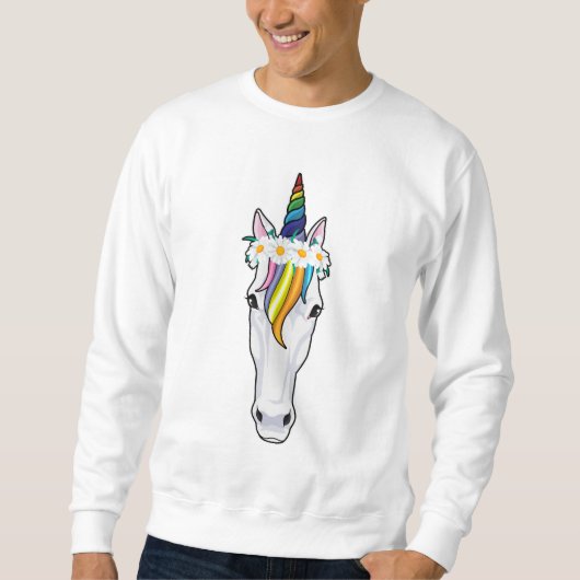 Sweatshirt Unicorne aux fleurs (Devant)