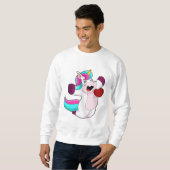 Sweatshirt Unicorne avec coeur (Devant entier)