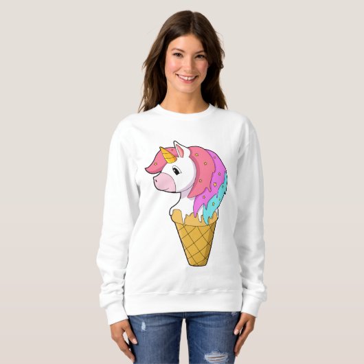 Sweatshirt Unicorne avec crème glacée (Devant entier)