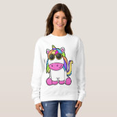 Sweatshirt Unicorne avec lunettes de soleil (Devant entier)