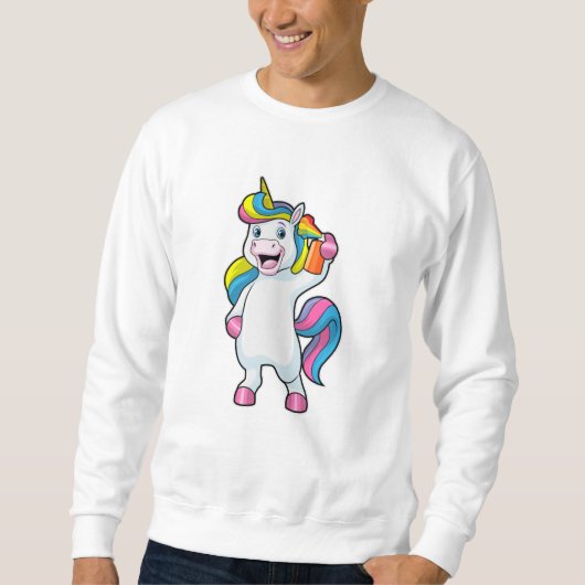 Sweatshirt Unicorne comme coiffeur avec aérosol (Devant)