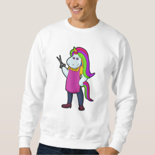 Sweatshirt Unicorne comme coiffeur avec ciseaux