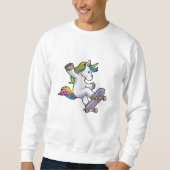 Sweatshirt Unicorne comme patineur avec skateboard (Devant)