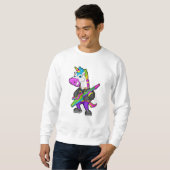 Sweatshirt Unicorne en tant que musicien avec guitare (Devant entier)
