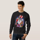 Sweatshirt Unicorne Oncle Sam Casquette Us Drapeau Quatrième (Devant entier)