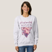 Sweatshirt Unicorne rose hiver enchantée Rétro (Devant entier)