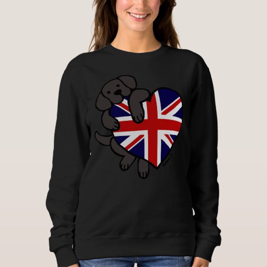 Sweatshirt Union Jack British Heart Black Labrador (Devant)