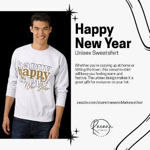 Sweatshirt Unisexe Empilé Bonne Année en Or