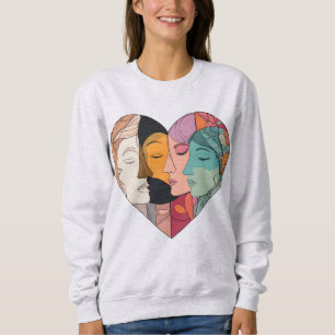 Sweatshirt Unity Heart Diverses Visages Art Linéaire Diversit