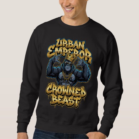 Sweatshirt Urban Graffiti Gorilla Crowned Beast Wall Art (Devant)