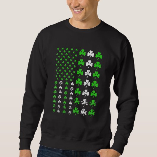Sweatshirt US America Flag Shamrock Clover St Patricks Day Pa (Devant)
