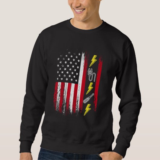 Sweatshirt US American Flag Electricity Electrician Lineman (Devant)