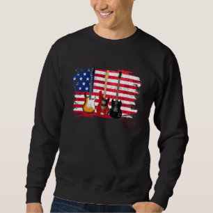Sweatshirt US American Flag Guitician Musician Distressed Gui