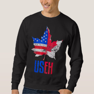 Sweatshirt Us Eh Leaf Canadian American Flag Canada Usa Part