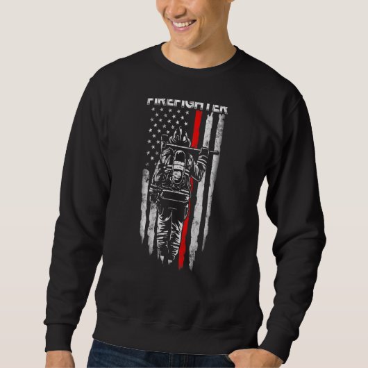 Sweatshirt US Firefighter American Flag Patriotic Fireman Fat (Devant)