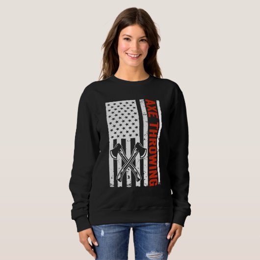 Sweatshirt US Flag Hatchet Axe Throwing (Devant entier)