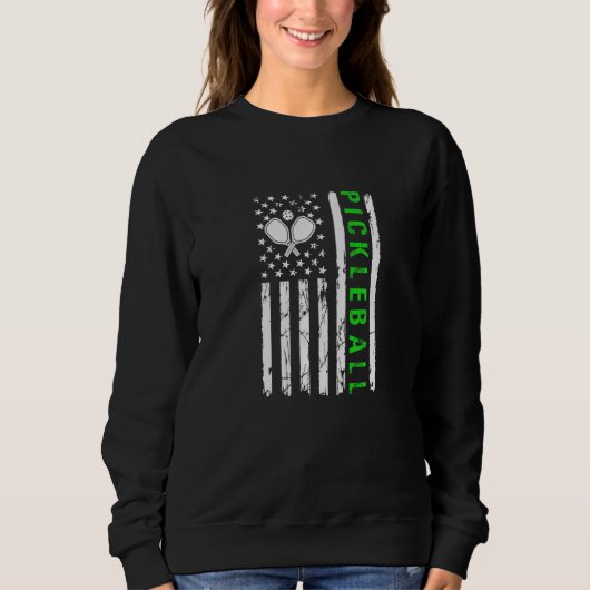 Sweatshirt US Flag Pickleball Player Paddleball Lover Premium (Devant)