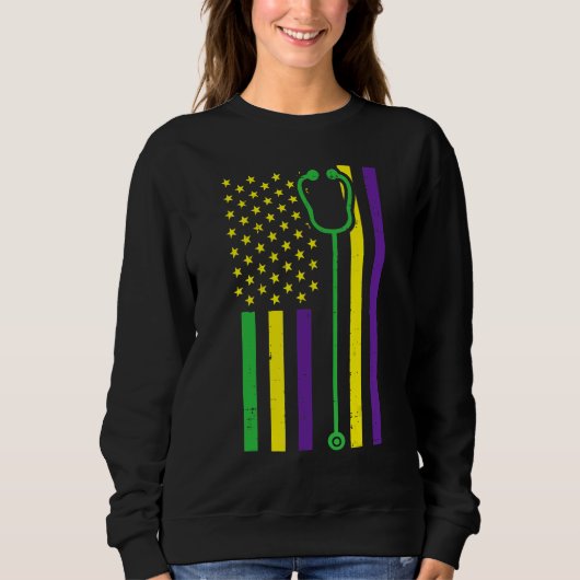 Sweatshirt US Flag Stethoscope Patriotic Doctor Nurse Nusing  (Devant)