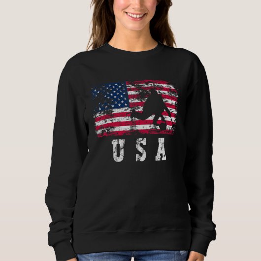 Sweatshirt USA American Flag Curling Winter Sports (Devant)