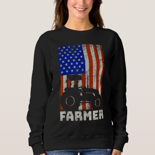 Sweatshirt USA American Flag Tractors Farming (Devant)