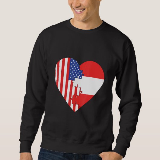 Sweatshirt USA and Austria Flags Heart (Devant)