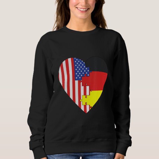 Sweatshirt USA and Germany Flags Heart (Devant)