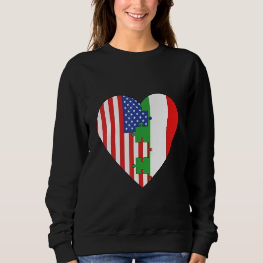 Sweatshirt USA and Italy Flags Heart (Devant)