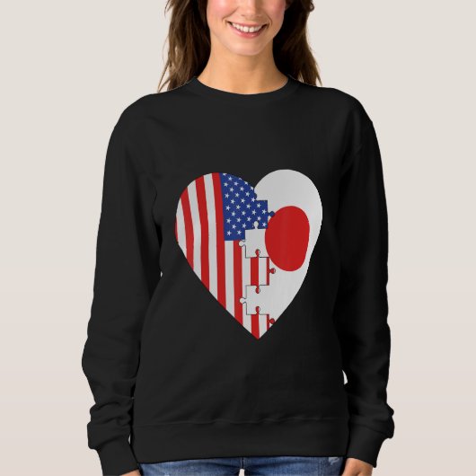 Sweatshirt USA and Japan Flags Heart (Devant)