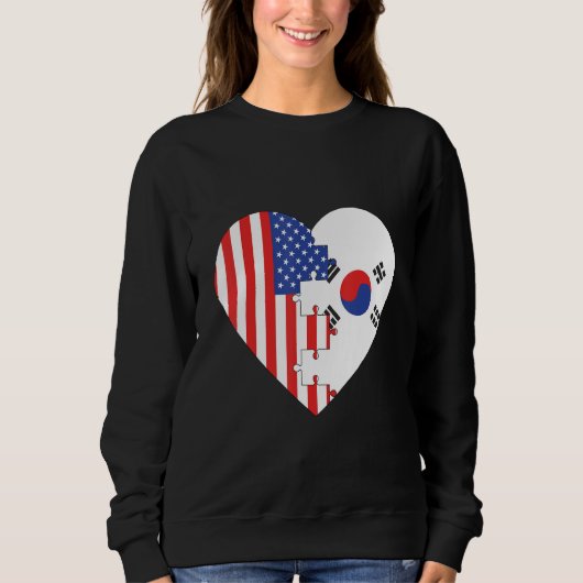 Sweatshirt USA and Korea Flags Heart (Devant)