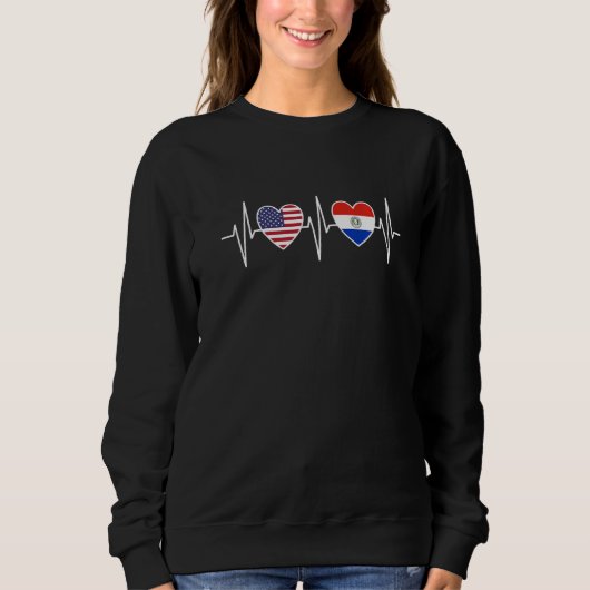 Sweatshirt USA And Paraguay Paraguayan Flag Flags Premium (Devant)